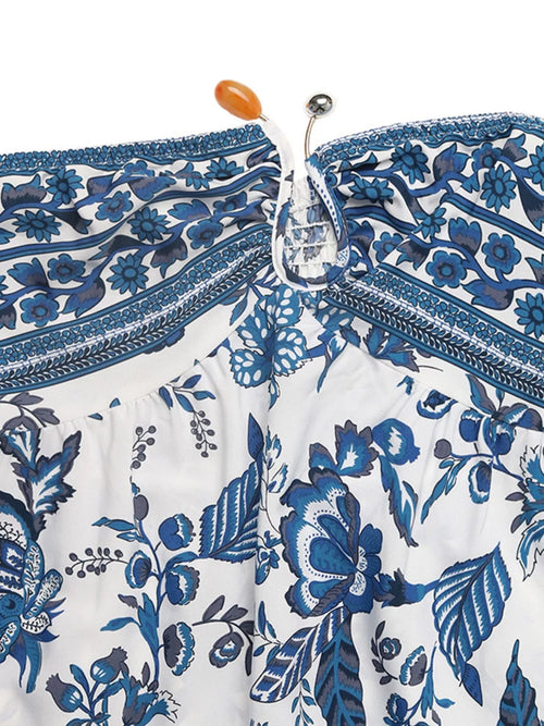 Floral Print Strapless Maxi Dress