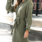 Perfee Tied Quarter Zip Long Sleeve Dress