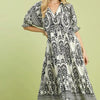 Umgee Two tone Border Print Midi Dress