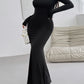 Devine Backless Round Neck Long Sleeve Maxi Dress