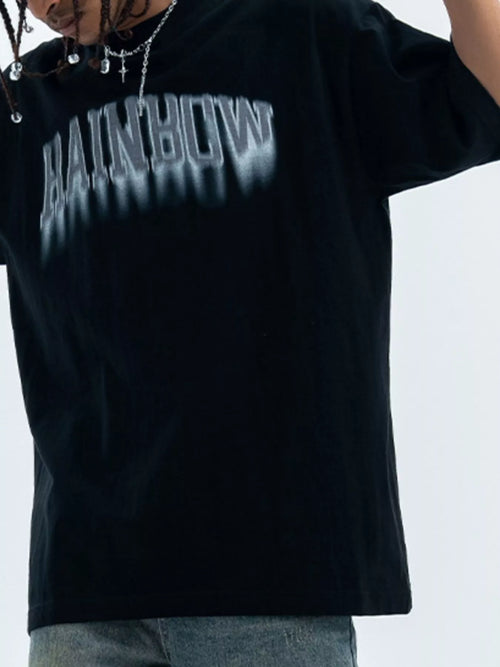 Men's Letter Round Neck Short Sleeve T-Shirt