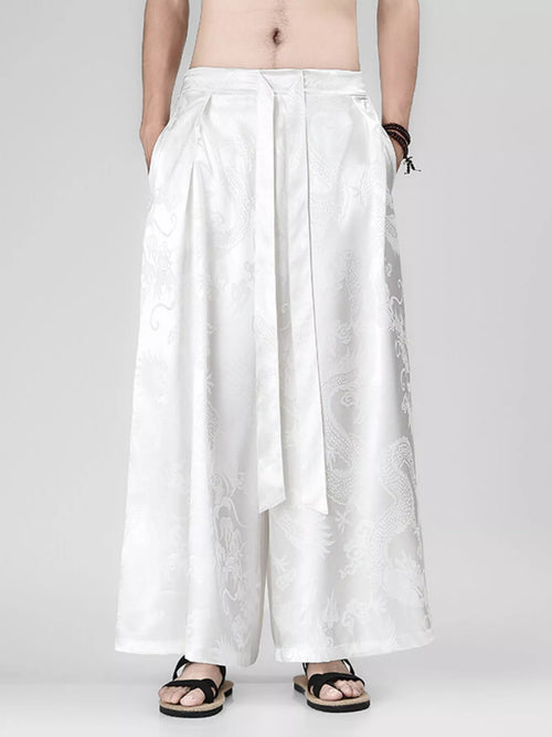 Men's Plus Size Dragon Pattern Wide Leg Pants