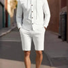 Men's Full Size Casual Hooded Button-Up Top and Shorts Set Plus Size