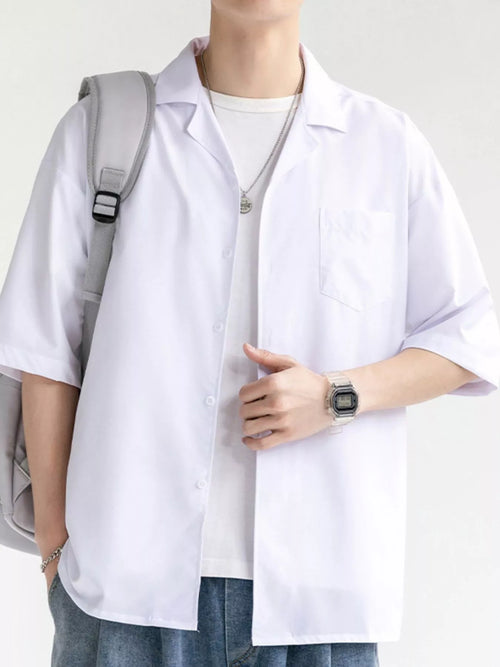 Men's Plus Size Button Up Half Sleeve Shirt