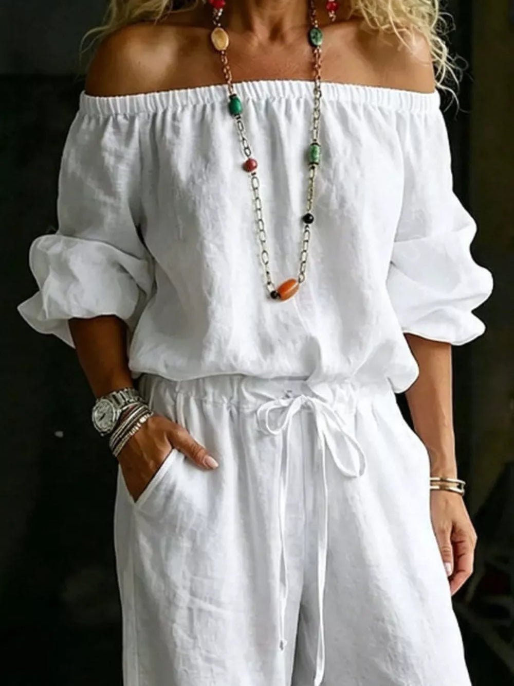 The Nova Off-Shoulder Set – off-shoulder neckline detail