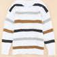 Multicolor Stripes Print Popcorn Drop Shoulder Pullover Sweater