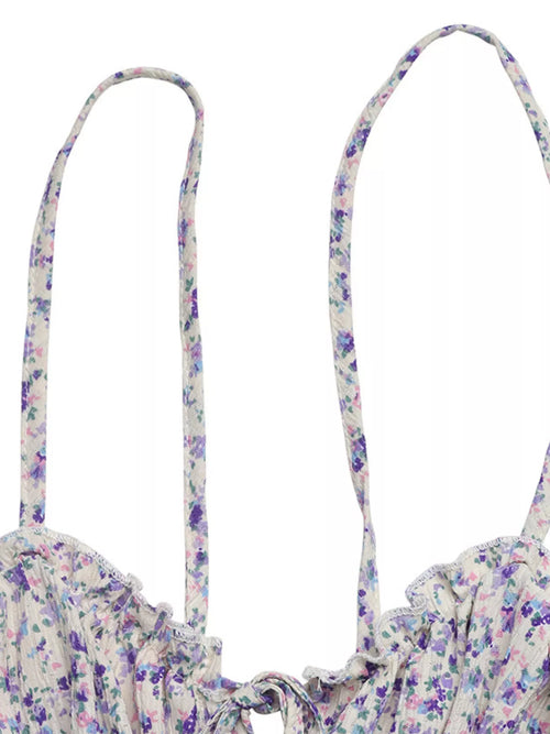 Floral Print Shirred Cami Maxi Dress