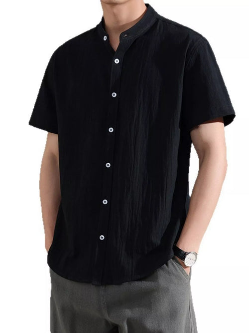 Men's Plus Size Casual Linen Short Sleeve Shirt