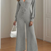 V-Neck Long Sleeve Wide Leg Jumpsuit