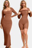 Basic Bae Built-In Shapewear Square Neck Long Sleeve Maxi Dress