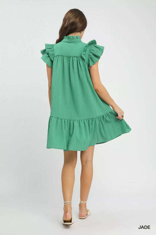 Umgee Flutter Sleeve Tiered Dress