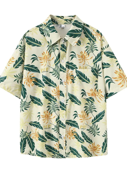 Men's Plus Size Tropical Print Short Sleeve Shirt