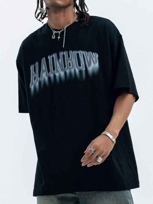 Men's Letter Round Neck Short Sleeve T-Shirt