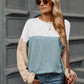 Double Take Contrast Round Neck Long Sleeve T-Shirt