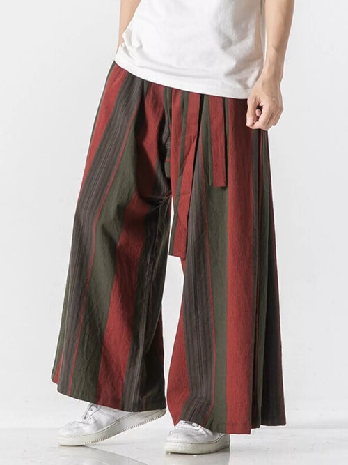 Men's Plus Size Striped Wide Leg Casual Pants