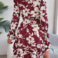 Tied Ruffled Printed Long Sleeve Dress