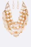 Mix Pearls Layer Statement Necklace Set