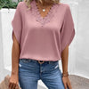 Lace Detail V-Neck Half Sleeve Blouse
