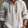 Men's Full Size Half Button Long Sleeve Hoodie