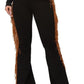 Black Bell Bottom Jean with Side Fringe