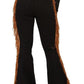 Black Bell Bottom Jean with Side Fringe