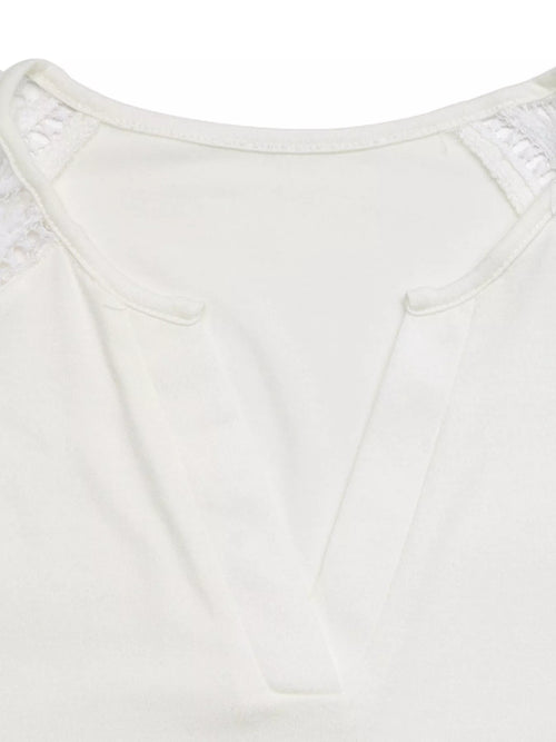 Lace Sleeve Notched Top