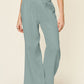 Double Take Full Size Texture Smocked Waist Wide Leg Pants