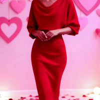 Cowl Neck Bodycon Midi Dress