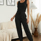 Drawstring Waist Round Neck Jogger Jumpsuit