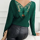 Lace Detail Butterfly Back Round Neck Long Sleeve T-Shirt