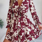 Tied Ruffled Printed Long Sleeve Dress