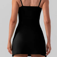 Back view of the Square Neck Sleeveless Slit Mini Active Dress showcasing sleek design and comfortable fit.