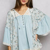 POL Double Gauze Floral Patch Blouse with Lace Detail