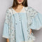POL Double Gauze Floral Patch Blouse with Lace Detail