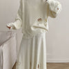 Distressed Long Sleeve Sweater and Skirt Set