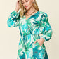 Double Take Full Size Floral Long Sleeve Romper with Pockets