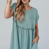 Frill Round Neck Cap Sleeve Mini Dress