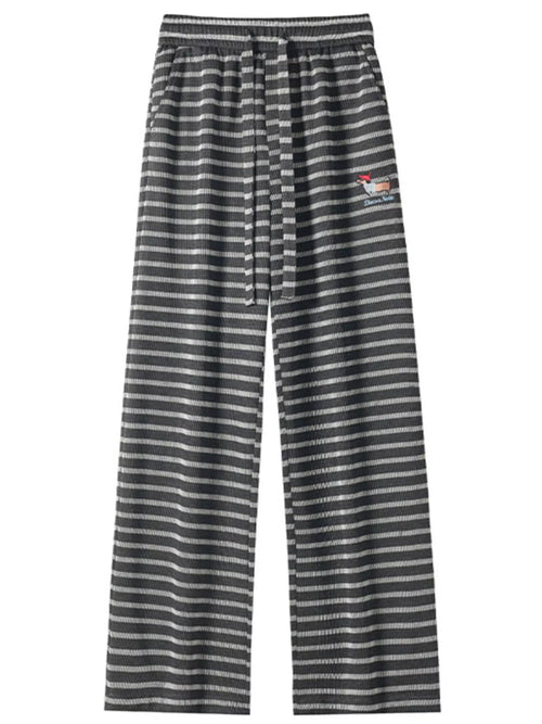Men's Plus Size Striped Wide Leg Pants with Drawstring