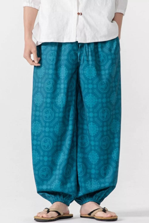 Men's Plus Size Printed Loose Fit Harem Pants