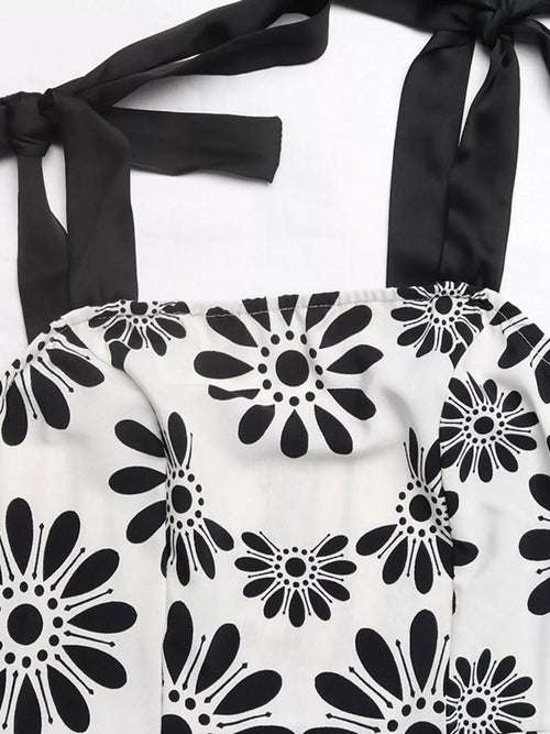 Floral Print Tie Strap Casual Maxi Dress