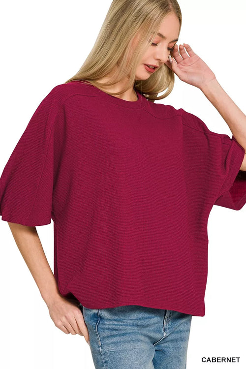 Zenana Double Knit Short Sleeve Top