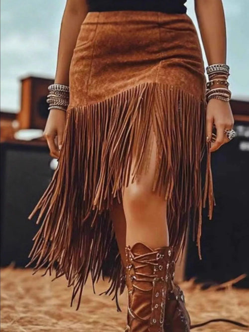 Asymmetrical Fringe Skirt