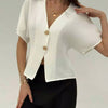 V-Neck Button-Up Short Sleeve Shirt