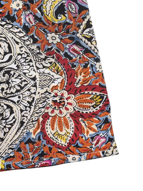 Paisley Print Tie Neck Sleeveless Midi Dress