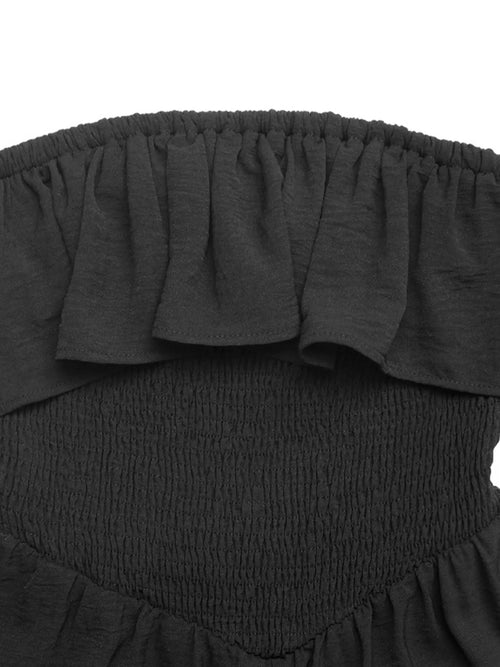 Ruffled Smocked Tube Romper