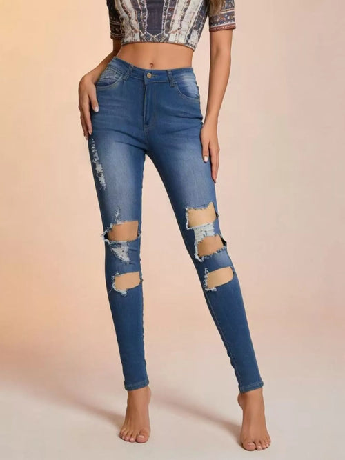 Distressed High Waist Jeans