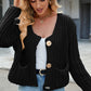 Round Neck Button Up Cardigan with Pockets