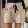 Perfee Frill Drawstring Shorts with Pockets