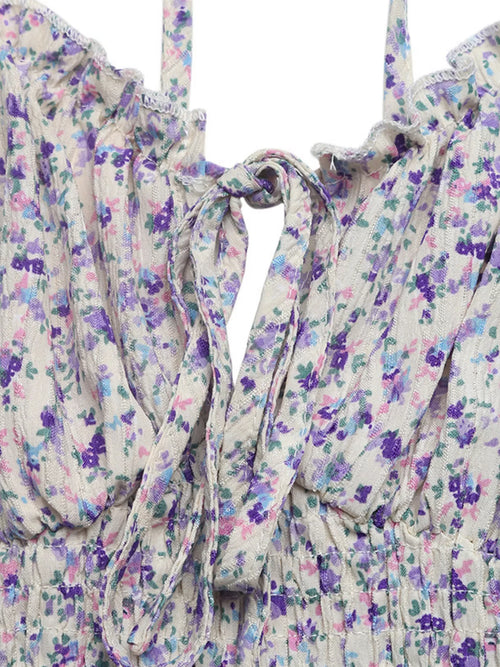 Floral Print Shirred Cami Maxi Dress
