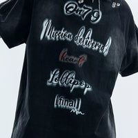 Men's Letter Round Neck Oversized T-Shirt featuring unique graphic design and relaxed fit, perfect for casual wear.